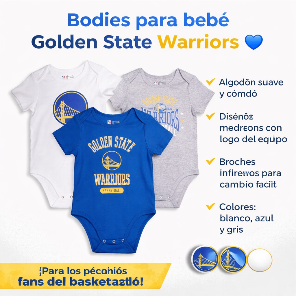 Body para bebé Golden State Warriors  x3 🏀💙