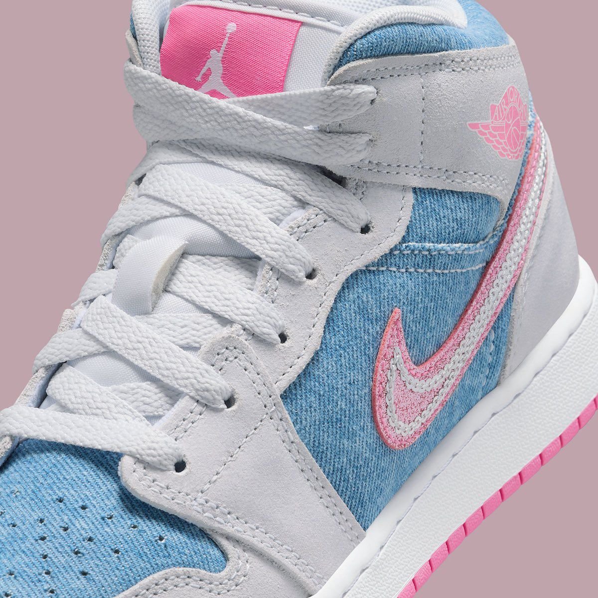 Nike Air Jordan 1 Mid Denim Pink 💖 - Image 3