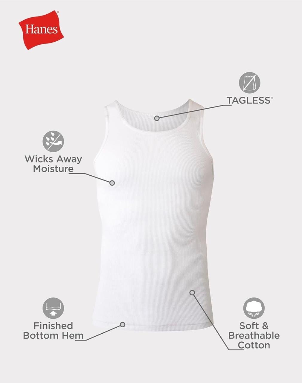 🤍 Camisilla Blanca Hanes x1 unidad - Image 5