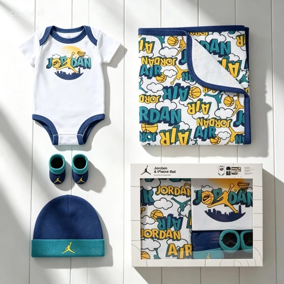 Set Jordan Baby 4 Piezas 0-6 meses Estilo y Comodidad para los Más Pequeños 👶💙