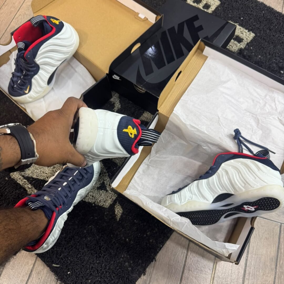 Alternative view of nike foamposite one olimpic